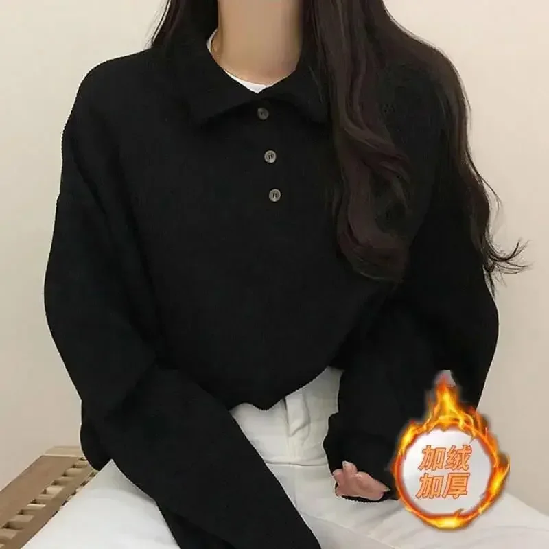 Korean Y2k Sweatshirt Women Spring Winter Solid Harajuku Hoodies Preppy Streetwear Elegant Pullover Tops  New Clothes