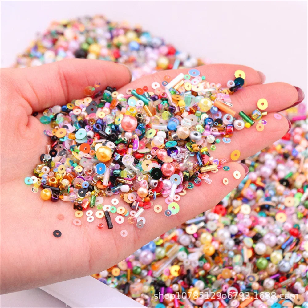 Perle di riso di vetro di colore misto di stile misto fatte a mano fai da te perline allentate perle d'imitazione perforate in PVC all'ingrosso di paillettes