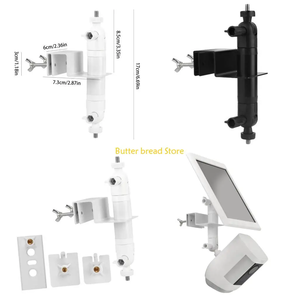 w89c-no-drill-gutter-rack-for-solar-panel-security-camera-360-rotating-lock-mechanism