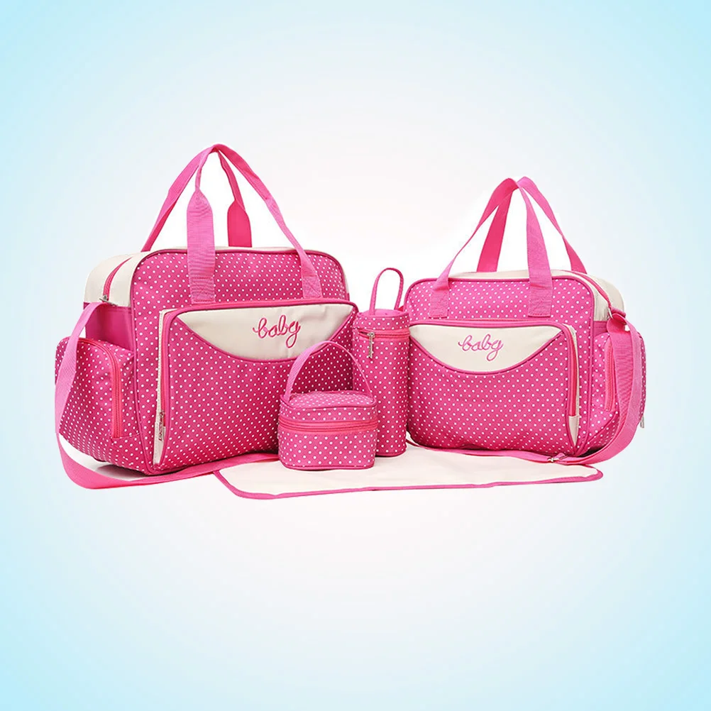 

1Set Multi-Function Large Capacity Shoulder Handbag Rosy Easy Carry Lightweight Tote for Mom Baby Items Work School