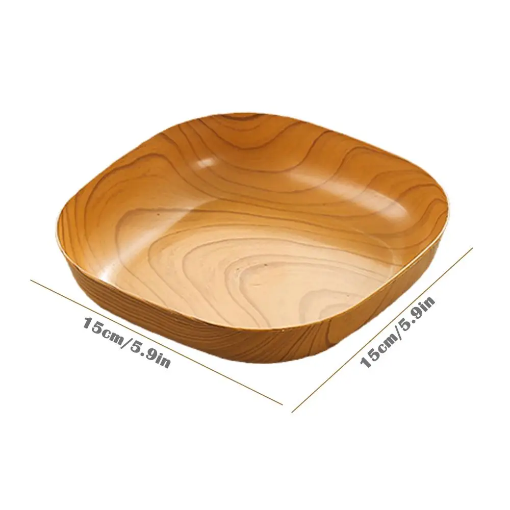 Plastic Square Tray Plate Kitchen Wooden Design Grain Dried Fruit Cake Snack Plates Snack Tableware Kitchen Bowl Dish Dinnerware