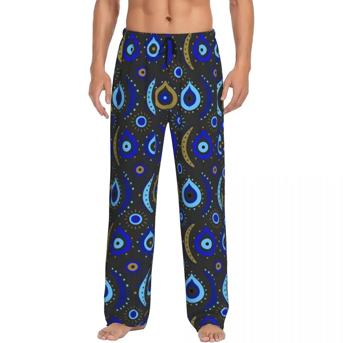 

Custom Printed Nazar Evil Eye Pajama Pants Men's Symbol Amulet Sleep Sleepwear Bottoms with Pockets