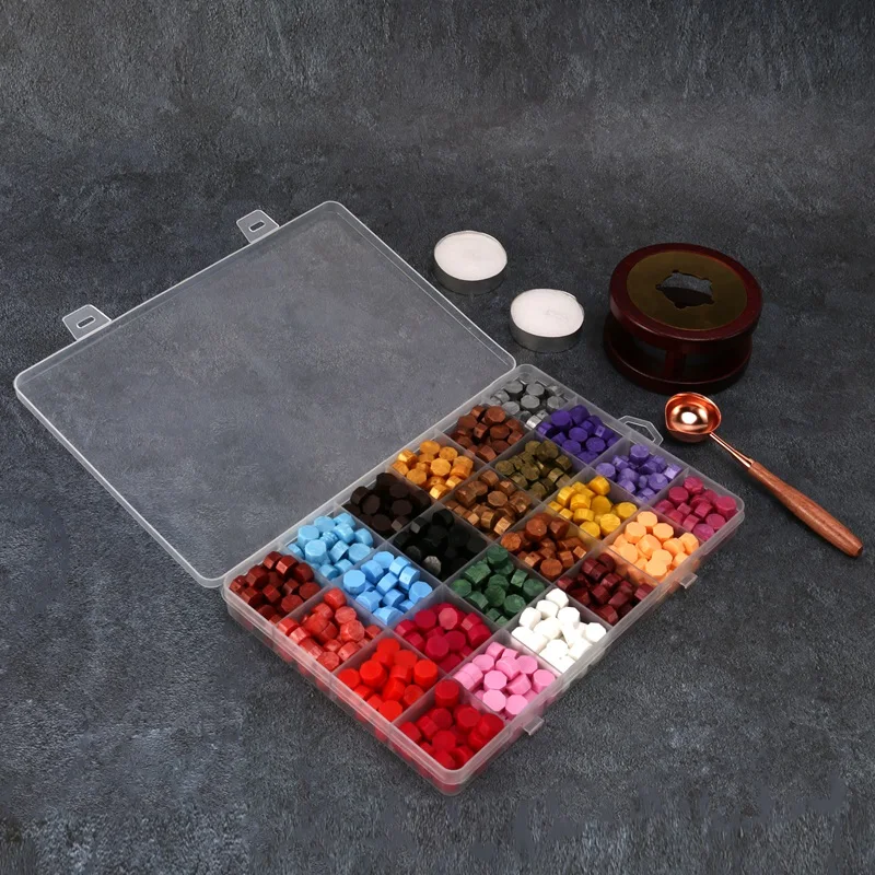 Top-Wax Seal Set, Containing 24 Color Wax Seal Beads, Sealing Wax Heater, Melting Spoon,Handmade And Decorative Pencils