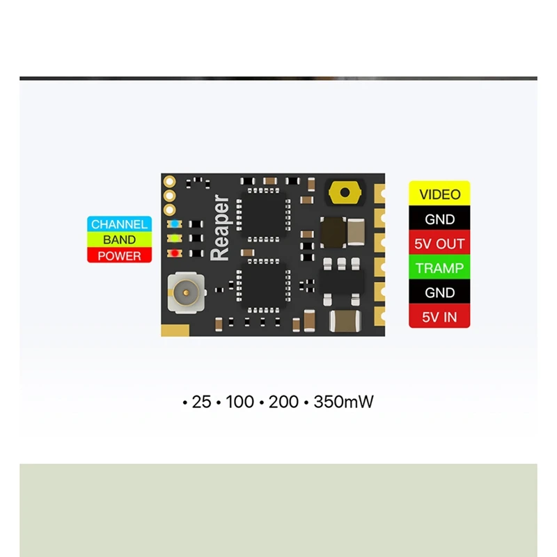 Reaper Nano 5.8G 40CH 25Mw 100Mw 200Mw 350Mw Adjustable VTX Nano Video Transmitter For FPV Racing Mini Drones