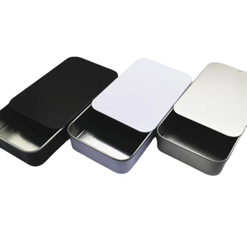 Slide Rectangular Empty Tins Storage Box Wedding Jewelry Pill Cases Portable Tin Boxes Container Mini Iron