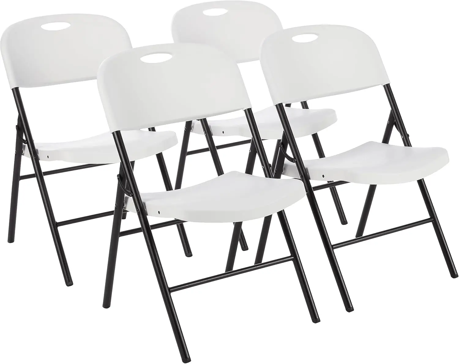 Foldable Portable Comfortable Sturdy Folding Plastic Chair, 350-Pound Capacity, White, 4-Pack