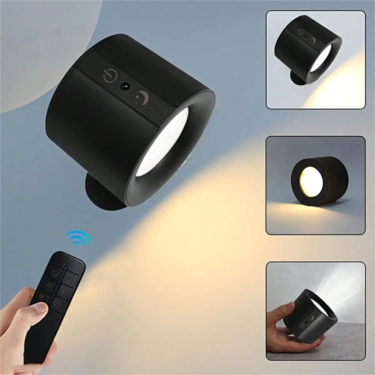 1Pc LED Double-Sided Magnetic Wall Light: 360° Rotatable, 3-Color Touch Control USB Lamp for Home