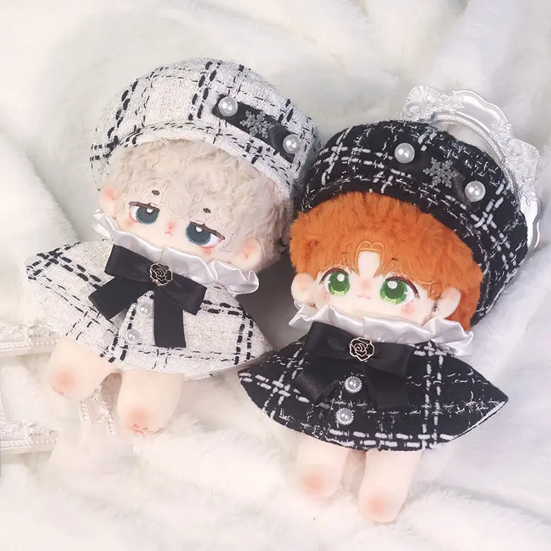 

15cm Plush Toy Doll Clothes Cute Sweet Fresh And small Fragrance Style Elegant Beret Bow Cloak Handmade Set Doll Toy Accessories