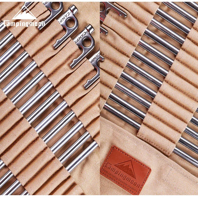 camping outdoor Strong Duty Canvas Tent Nail Storage Bag Tent Stakes Pegs Pouch (L)