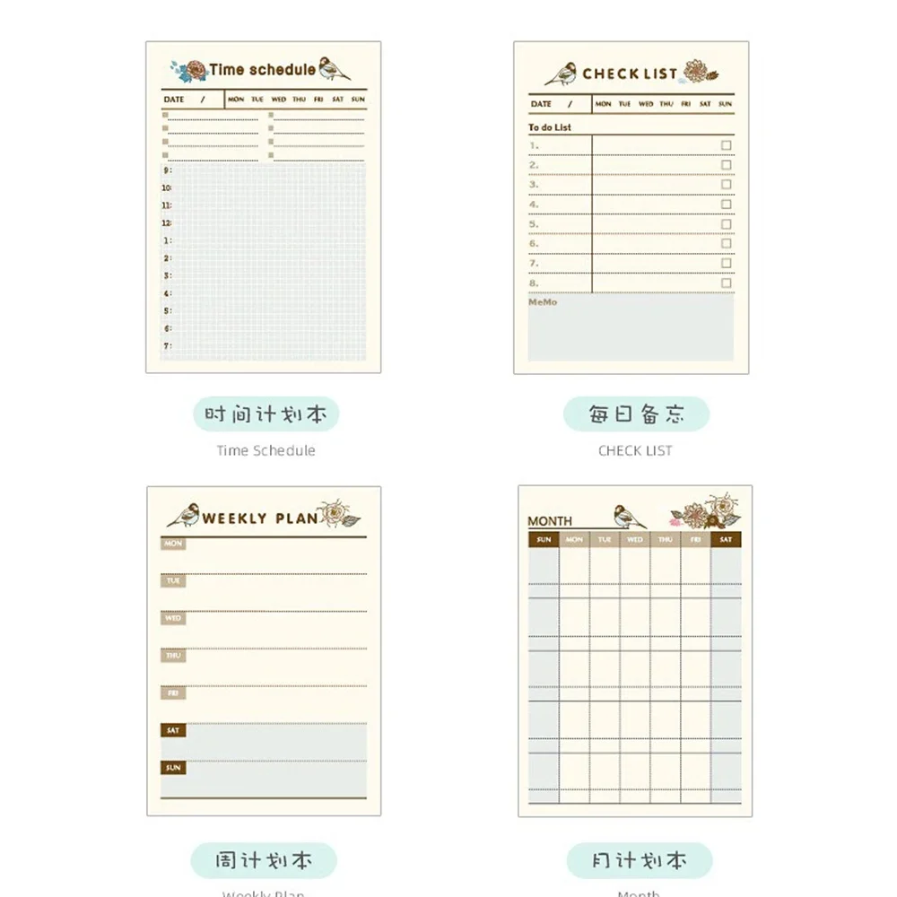 60 Sheets Memo Pad Weekly/Monthly Plan Study Schedule Portable Notepad Stationery School Office Supplies