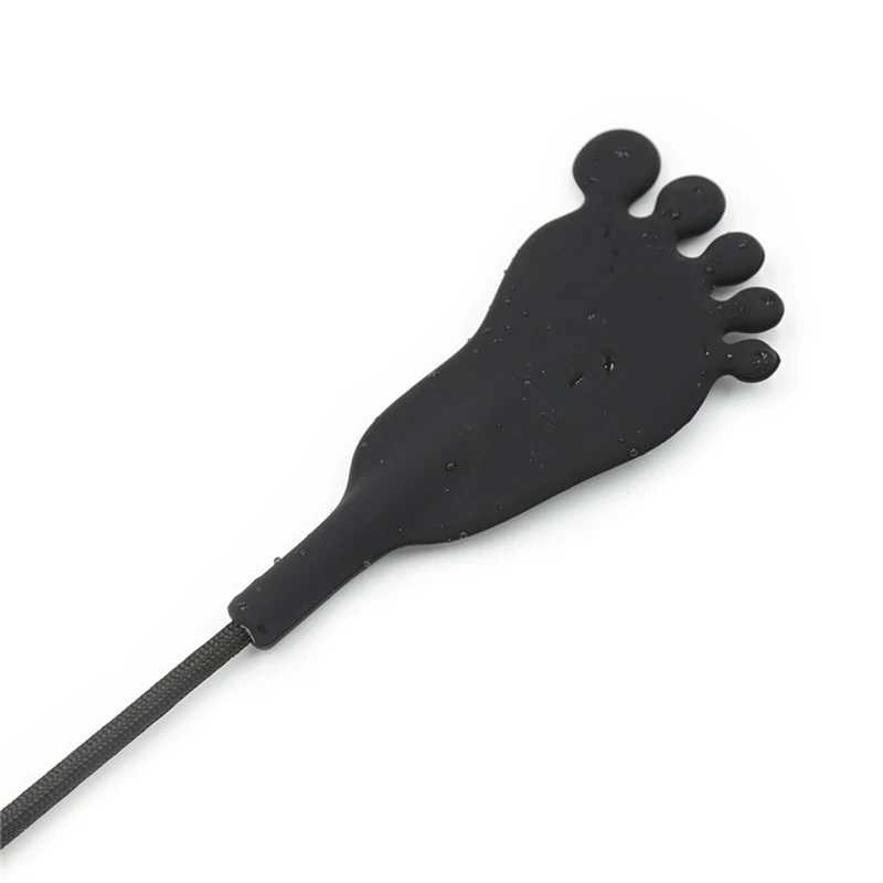 Fouet d'équitation en silicone noir avec poignée en métal, fouets de dressage, fouet long et droit, fouet d'équitation, fouet à pagaie, fouet à queue évasé, 47cm