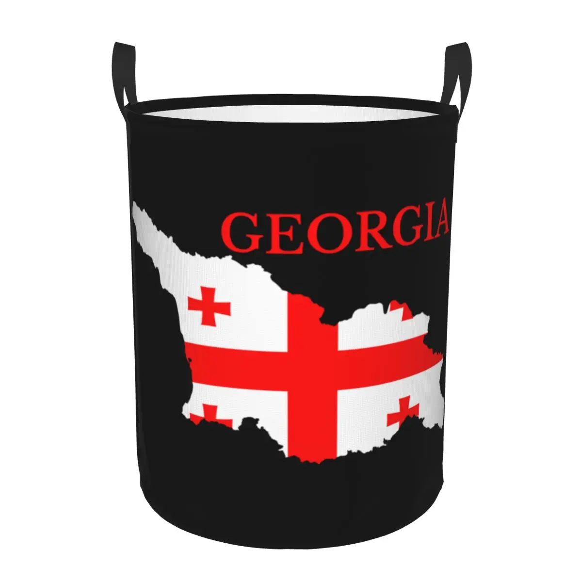 Custom Georgia Country Flag Map Laundry Basket Collapsible Large Capacity Clothing Storage Bin Georgian Proud Patriotic Hamper