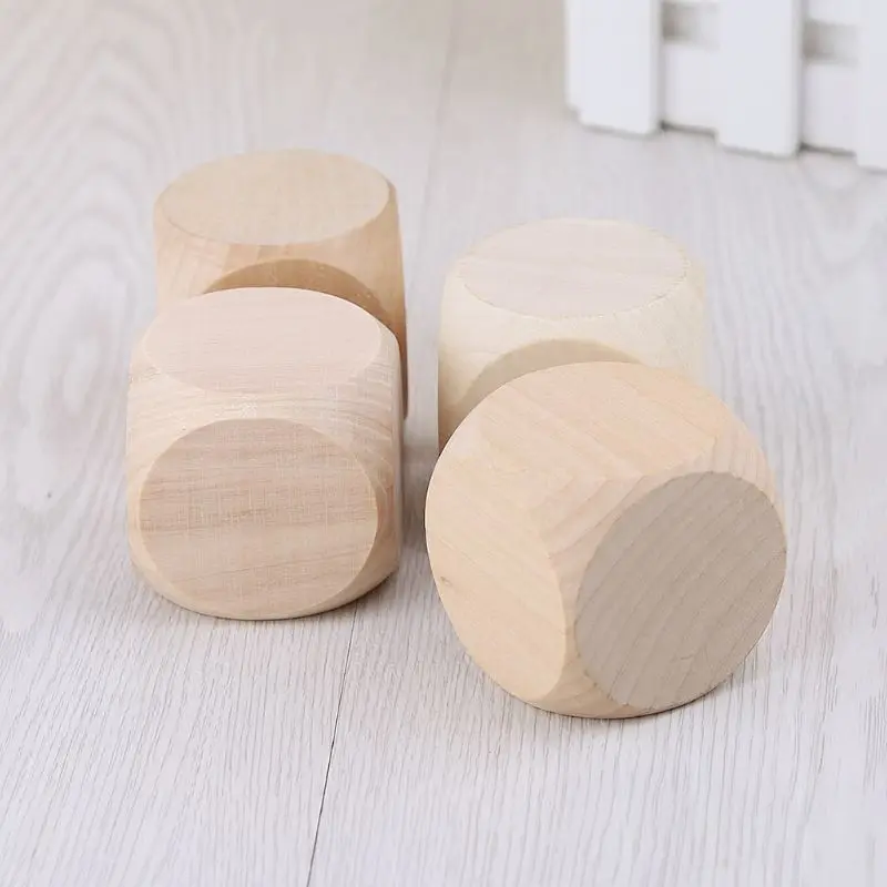 New 5cm 6 Sided Blank Wood Dice Party Family DIY Games Printing Engraving Kid Toys