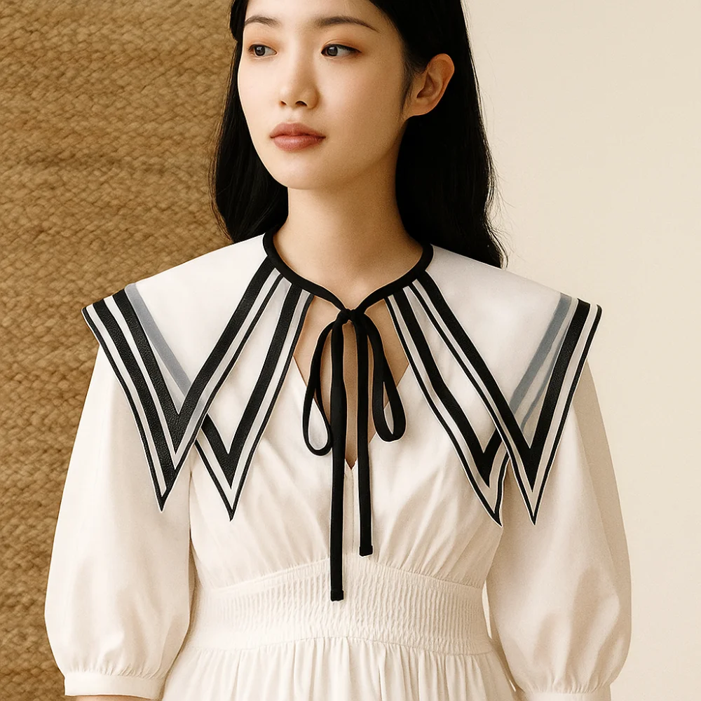 

Sweet Hollow Out False Collar Mesh Knitted Crochet Shawl Detachable Collar Round Neck Clothes Decoration