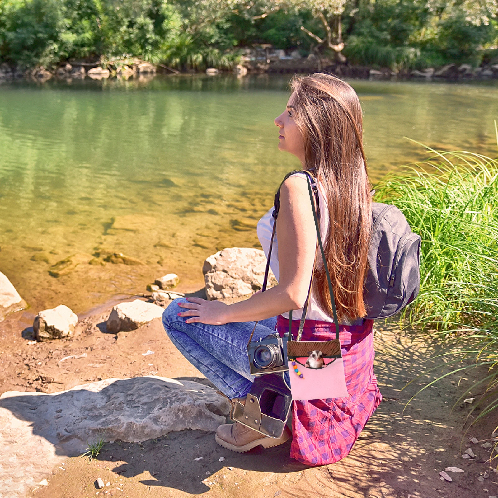 

Breathable Hamster Carrying Bag Small Pet Carrier Adjustable Strap Lightweight Portable Travel Pouch for Hamster Guinea Pig