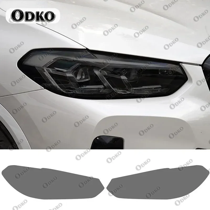

2 Pcs Car Headlight Protective Film Front Light Transparent Smoke Black TPU Sticker For BMW X3 G01 IX3 G08 Facelift 2022 2023
