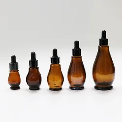 Empty Dropper Bottle Amber Essential Oil Glass Aromatherapy Liquid Brown 10-100ml Drop For Massage Pipette Bottles Refillable