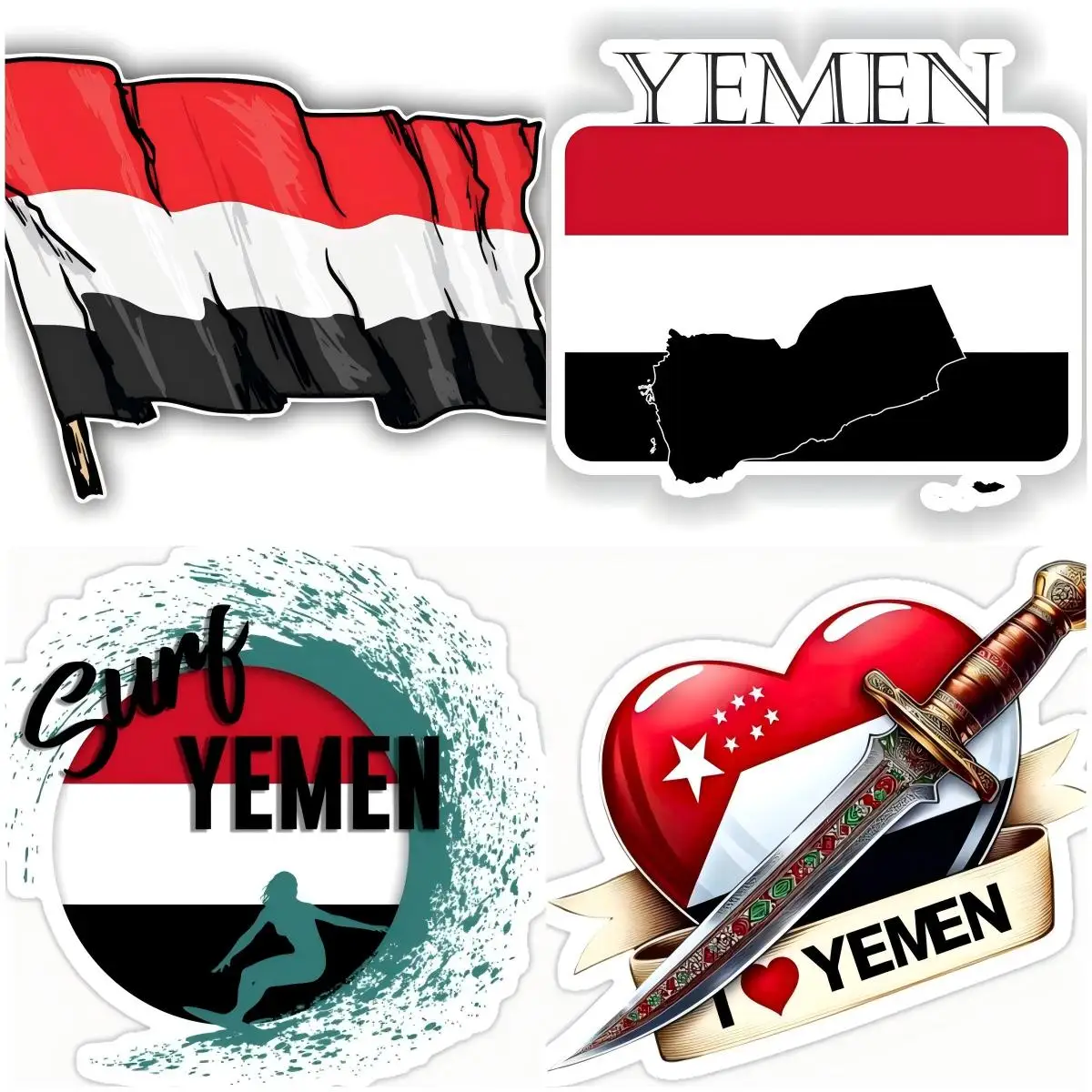 

Yemen Flag Car Vinyl Waterproof Sticker Decal Full Color