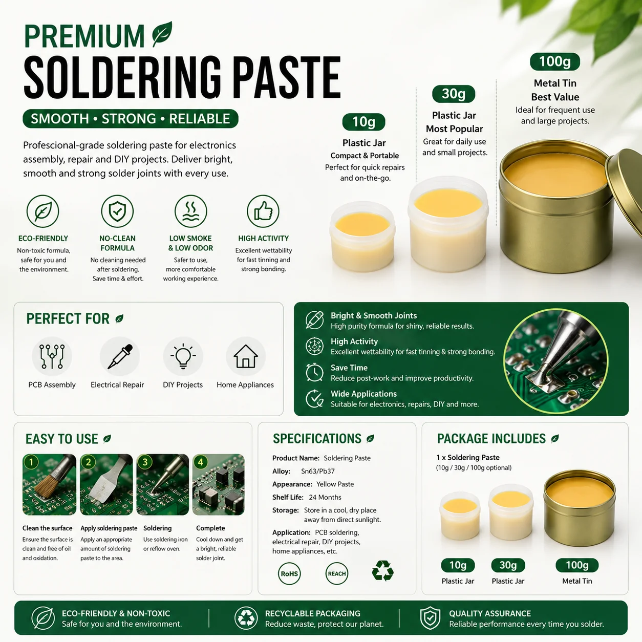 Solder Paste Rosin Flux 10g/30g/100g Lead-free Welding Flux Iron Repair Welding Paste Soldering Tin Soldering Oil Soldering Flux