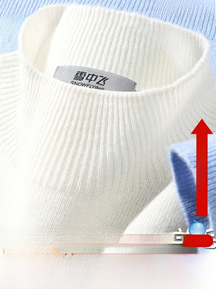 

Разноцветный трикотажный джемпер с высоким воротником для женщин, повседневный, простой, с длинным рукавом, из смесовой шерсти, SNOW FLNG