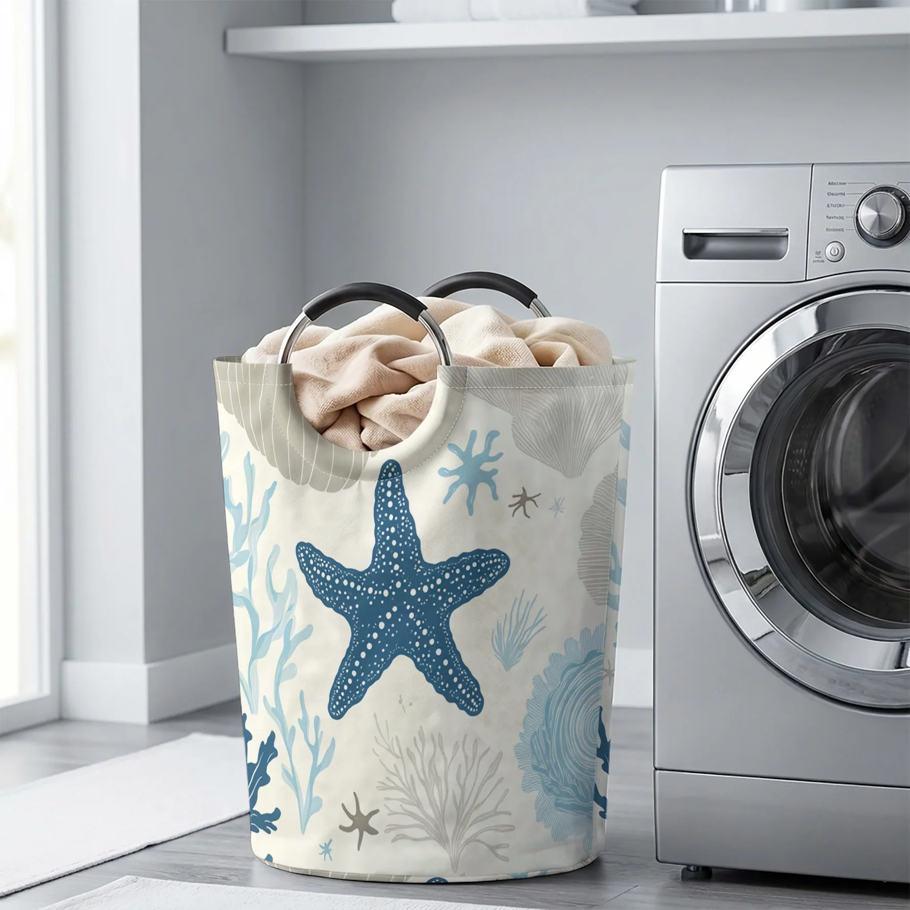Ocean Starfish Coral Shell Handheld Storage Basket, For Laundry, Bedroom & Home Sundries Storage