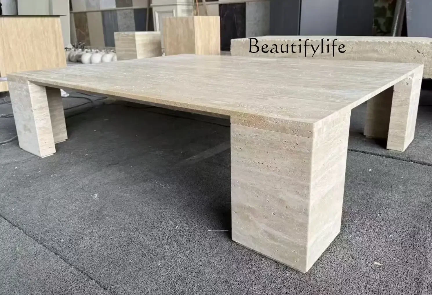 

X36 ANEW Pretty Natural Travertine Personalized Coffee Table Medieval Tea Table Coffee Table Designer Villa Living Room Retro St