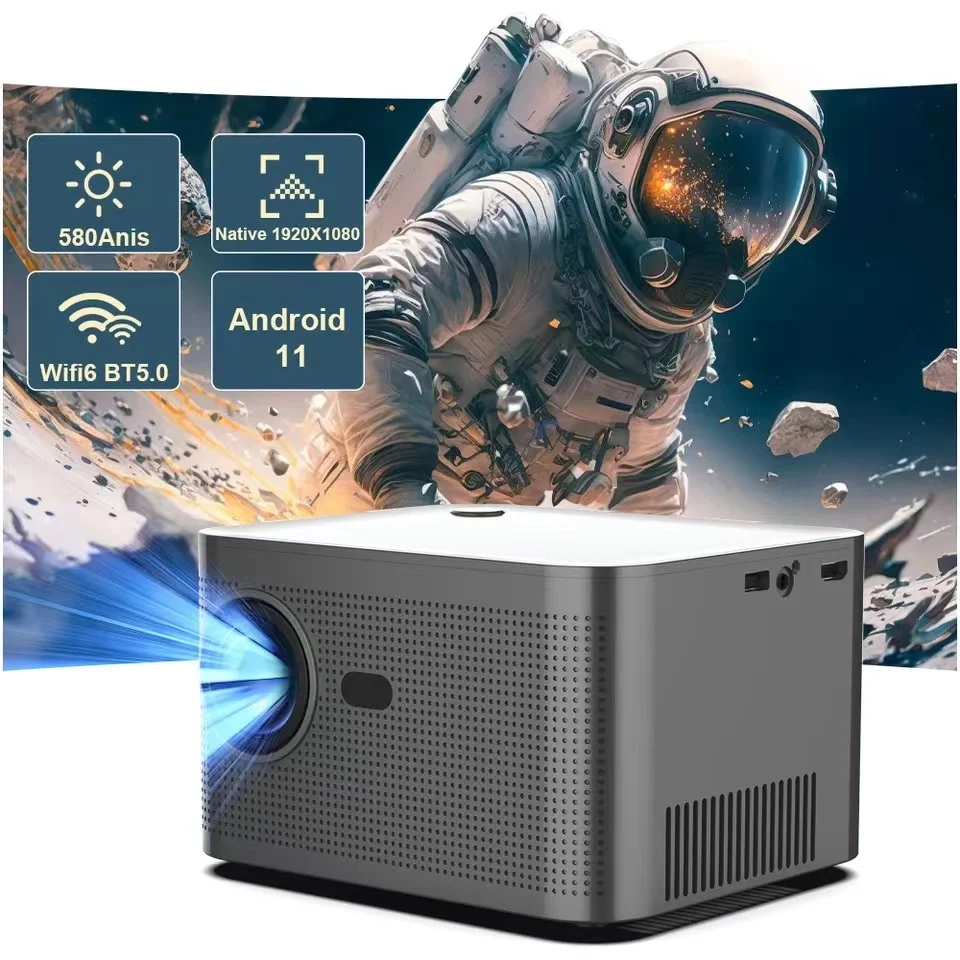 

HY350 New Projector Android 11 4K 1920*1080P Wifi6 580ANSI Allwinner H713 32G Voice Control BT5.0 Home Cinema Projetor