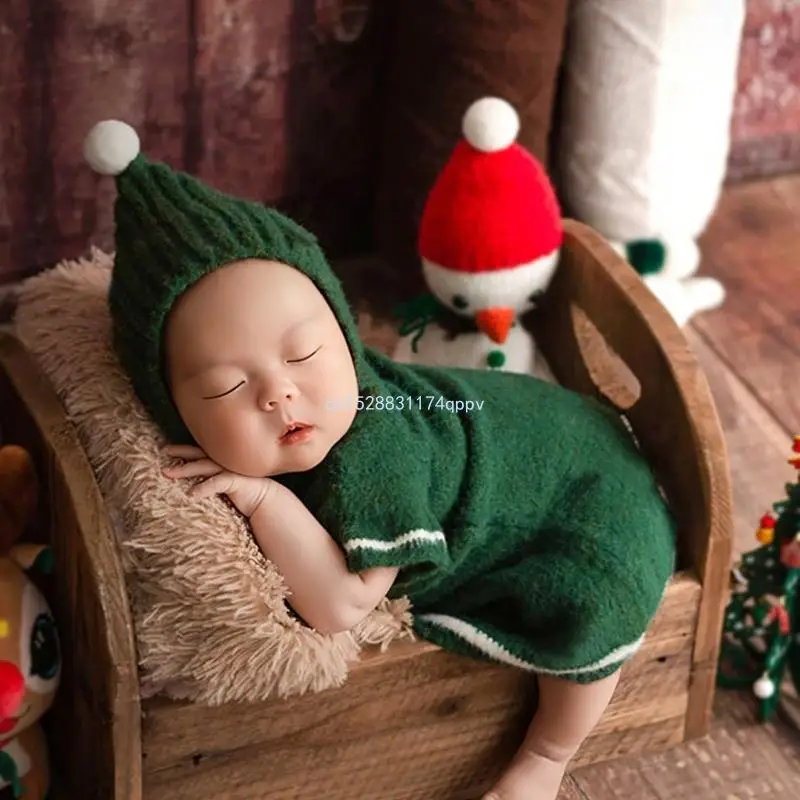 1 Set Baby Outfit Props Photography Dress with Cosy Matching Hat for Christmas Dropship