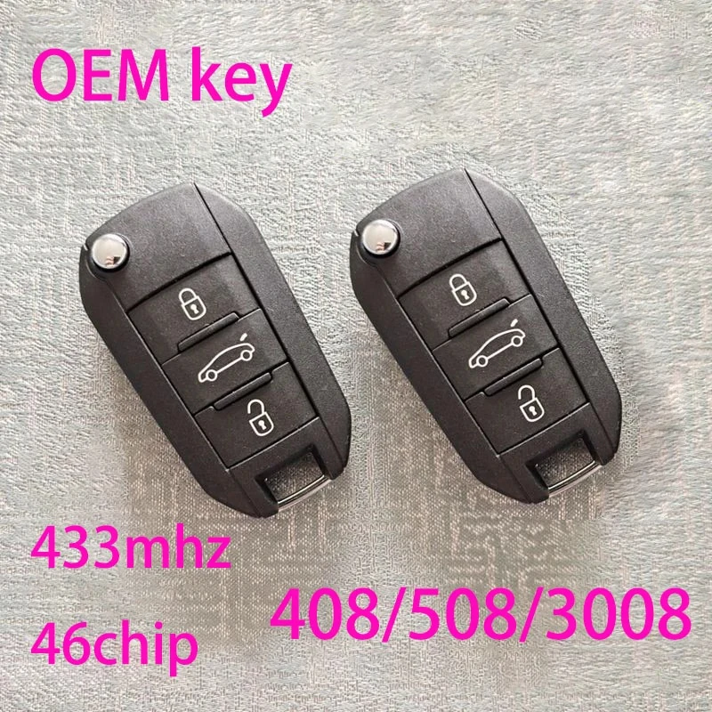 OEM 433MHZ 3 Buttons Remote control Key for Peugeot 408 508 3008 With 46 Chip