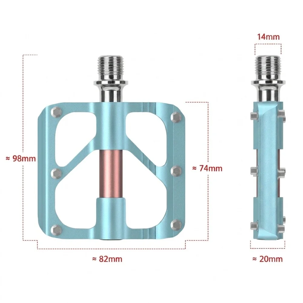 Triple-Bearing Aluminum Pedals with Matte and Gloss Finish Chrome Steel Axle Core and Hexagonal Anti-Slip Pin Configuration