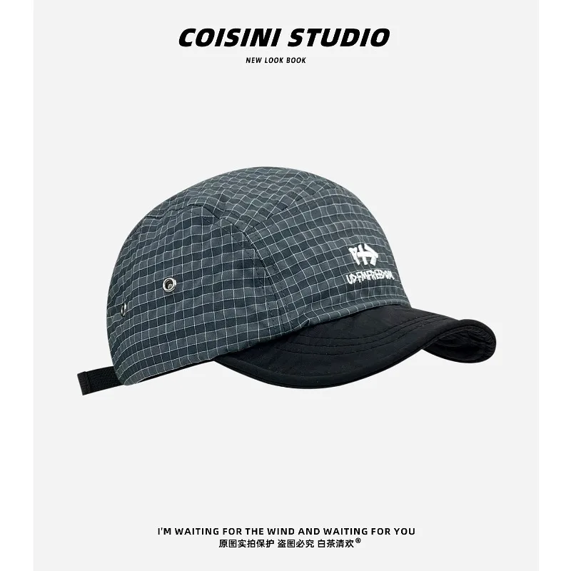 Neue, farblich abgesetzte, karierte, bestickte Baseballkappe mit weichem Oberteil und schnelltrocknendem Material für Damen und Herren, Sonnenschutz für Frühling und Sommer. – Detail 6