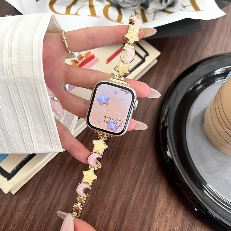 Fine Star Moon Quicksand Metal Watch Bands for Iwatch10 11 for Apple Watch Premium Watch Bands view 3