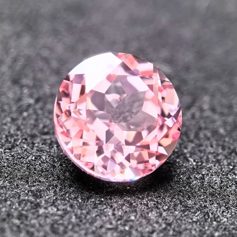 Lab Grown Sapphire Round Shape Sakura Color Extremely Charms Shiny Quality DIY Ring Necklace Earrings Main Materials Certificate