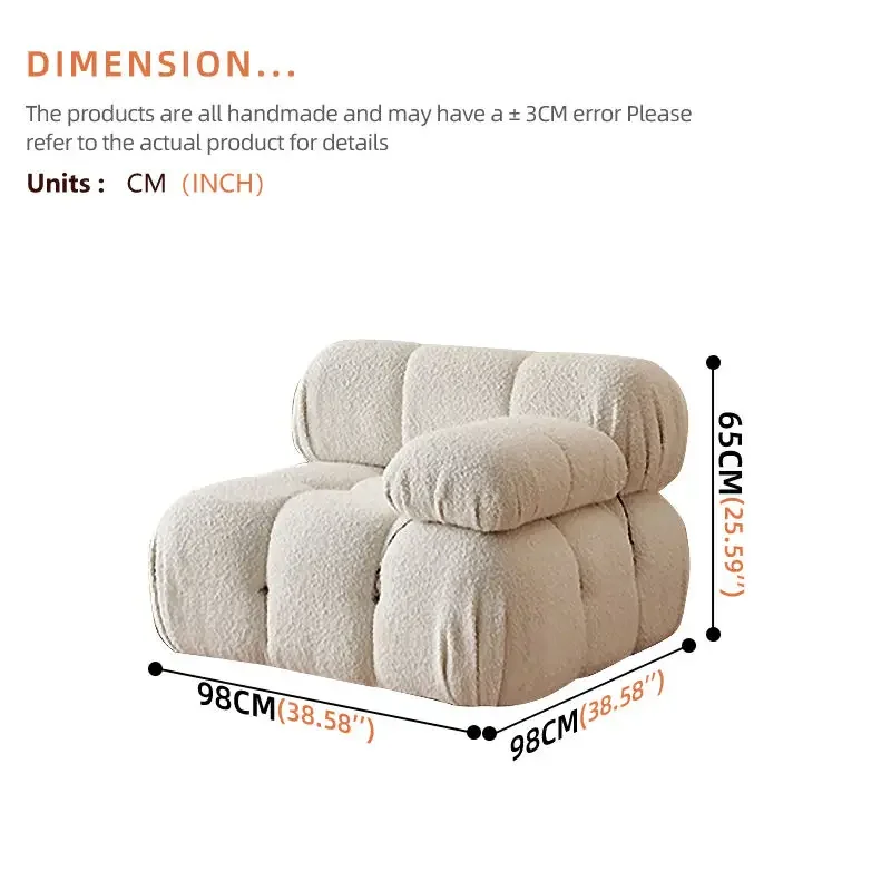 #Luxury Mario Cream Velvet Modular Sofa Set Minimalist Designer Style Sponge Sheep Cake Shaped Living Room Combination Sofa