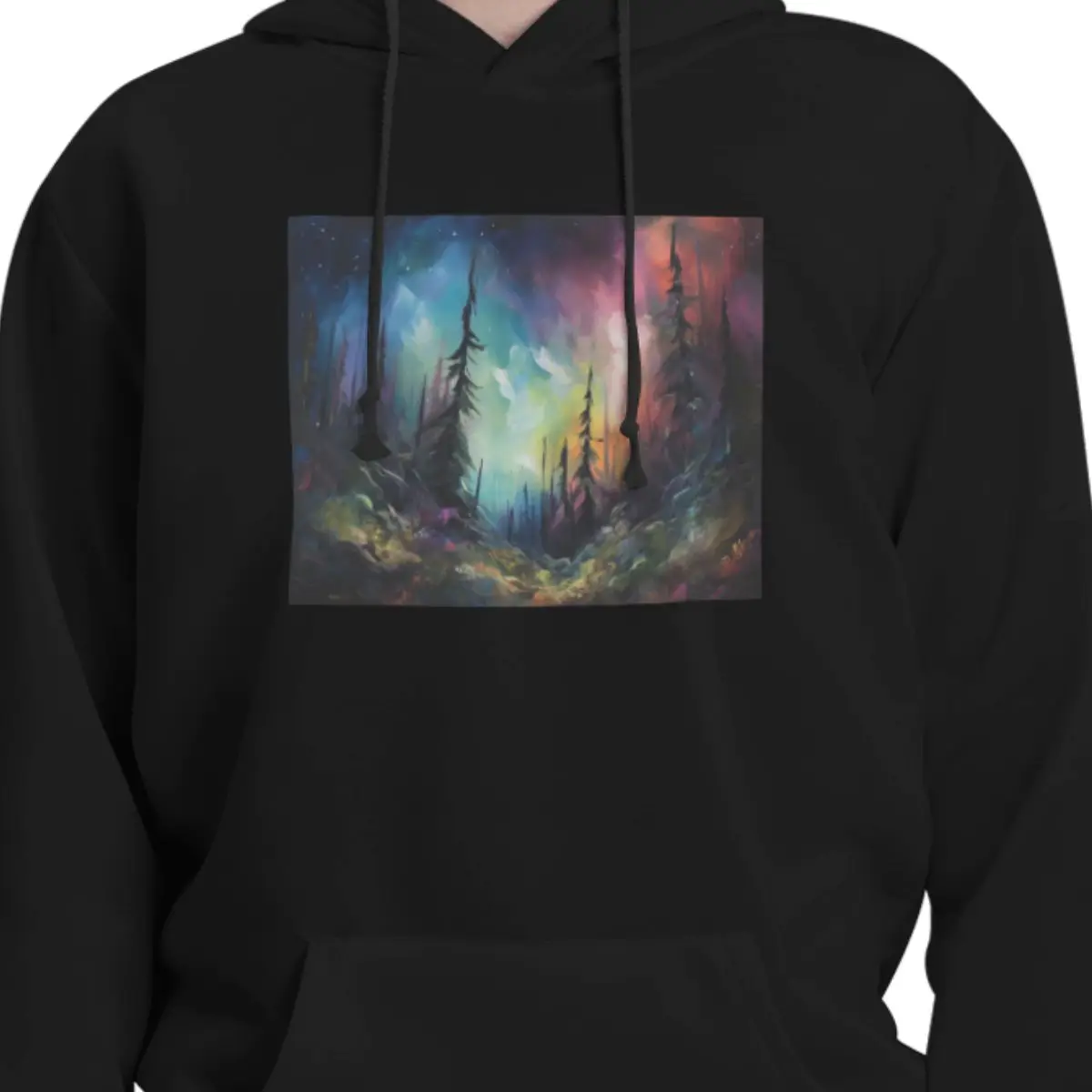 Aurora Borealis Forest Starry Night Scene Hoodies Men Women Pullover Sweatshirts Fashion Long Sleeve Streetwear Autumn Winter