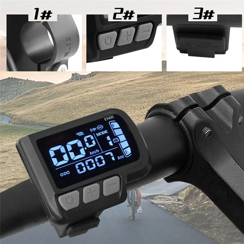 SYDS EN06 LCD دراجة عرض متر Speedmeter مع موصل الضوء 6Pin سلك مقاوم للماء 24 فولت 36 فولت 48 فولت لوحة عرض الدراجة الكهربائية