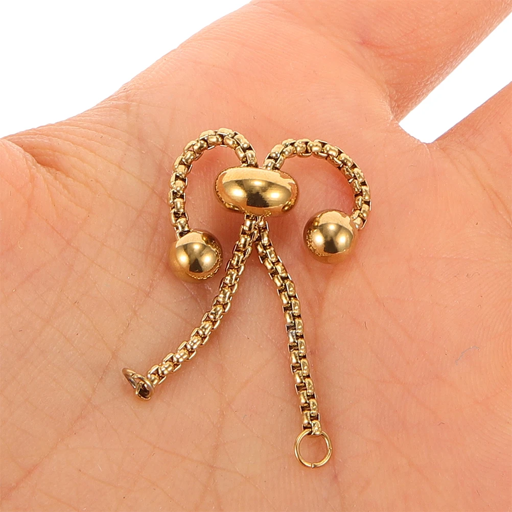 

3 Pcs Stainless Steel Bracelet Accessories Chain with Ball Ends Adjustable Golden Slider Extender