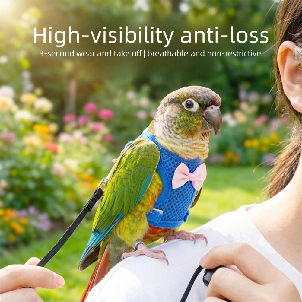 Parrots Flights Harness Adjustable Flights Suit Breathable Safety Pet Escape Proof Training Vest Traction Training Activity