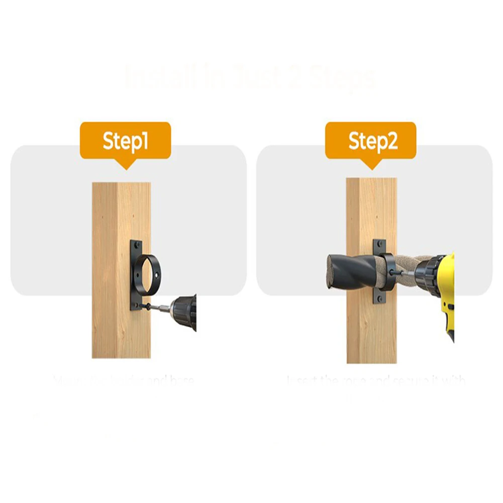 Stainless Steel Brackets Black Rope Clamps Complete Installation Package Elegant Outdoor Design Rust-Proof Coating