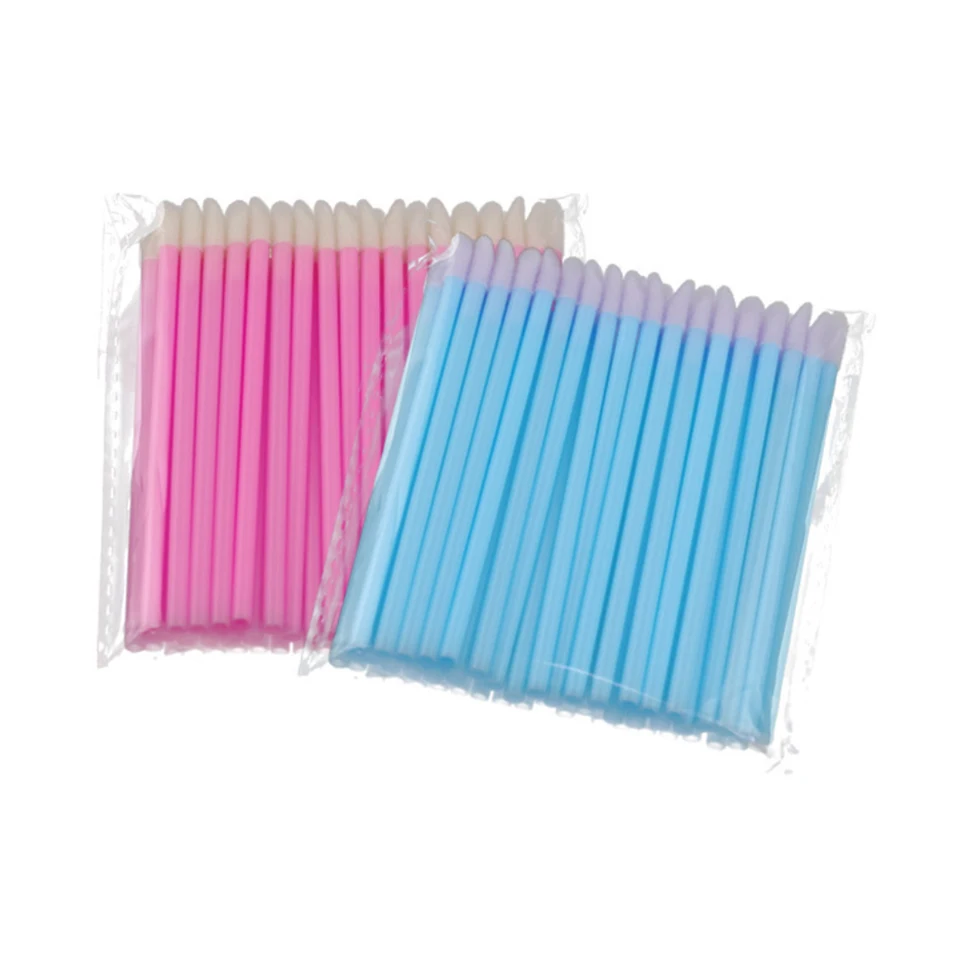 50PCS/Pack Disposable Lip Brush For Makeup Comestic Lipsticks Eyelash Lips Tattoo Cleaning Tools Brushes Cotton Swab Head