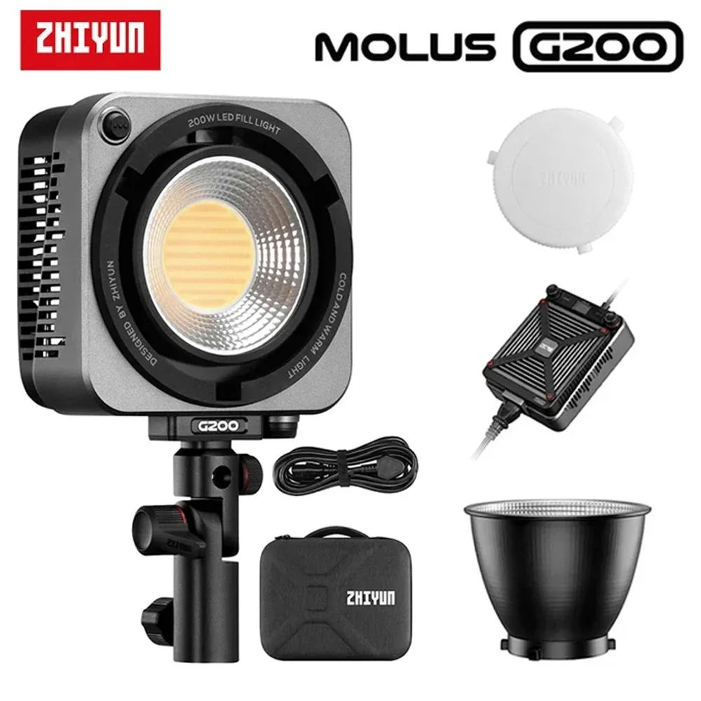 ZHIYUN MOLUS G200 200W LED Video Light Photography Lighting Fill Light for Photos Studio Video Youtube TikTok Outdoor Shooting