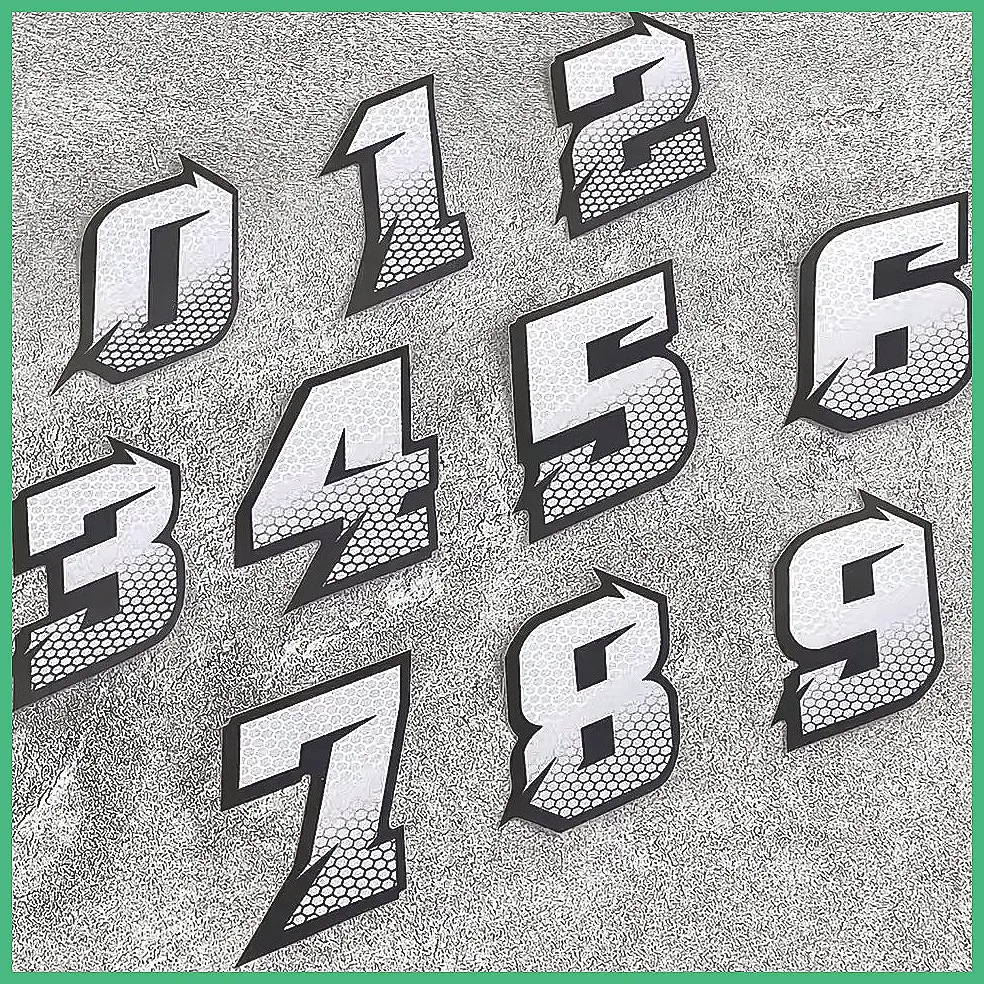 Custom Car Racing Numbers Stickers - Reflective Black & White Vinyl Decals for Motorcycle, Fleet, Events