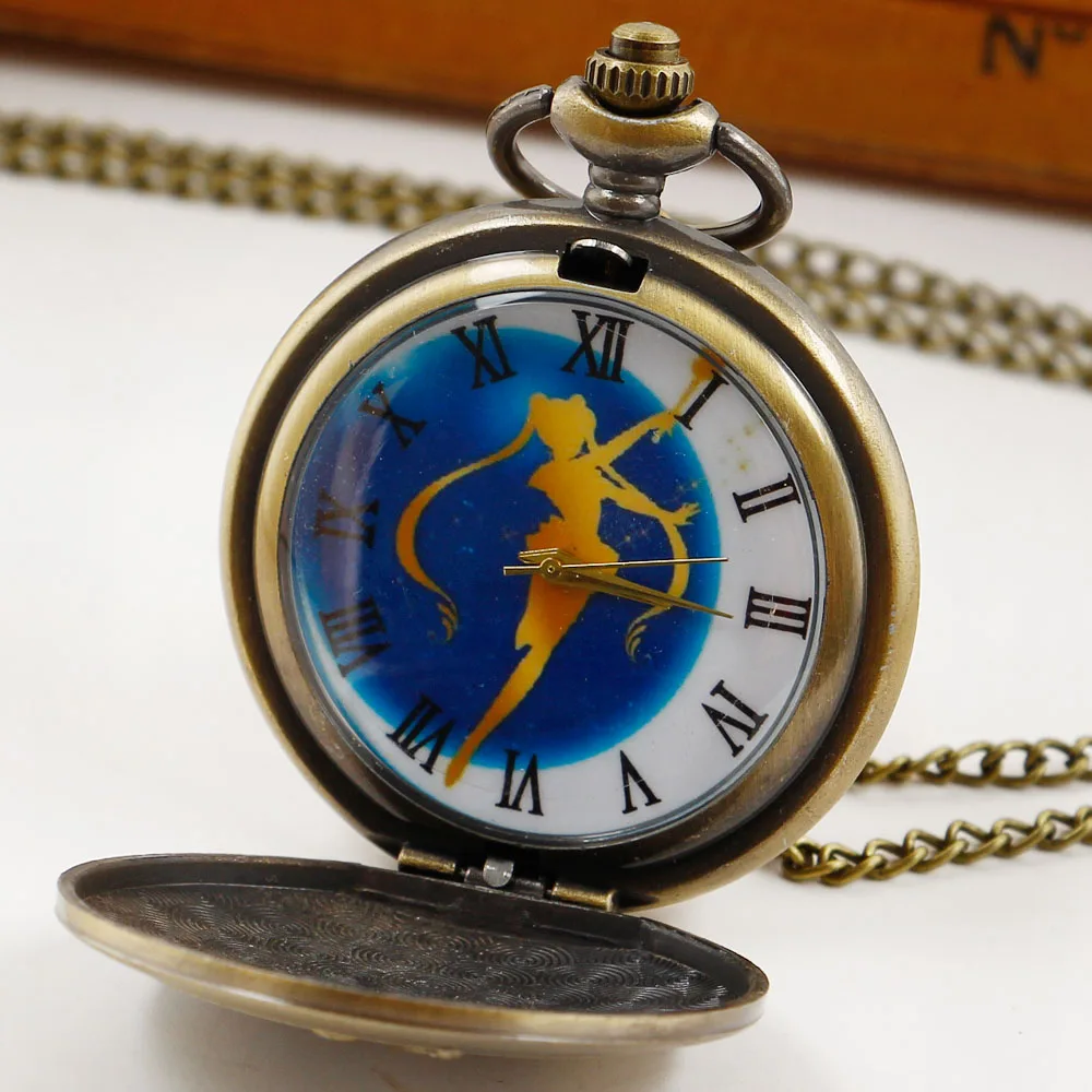 Мультяшные Японские Аниме Сакура кварцевые карманные часы модные звезды Женское Ожерелье Подвеска цепочка подарки reloj de bolsillo