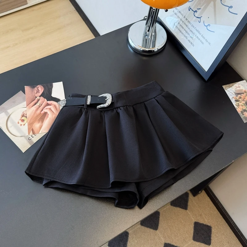 Women's Grey Black Casual Stretch Waist Short Skirt Y2K Japanese Cute Harajuku Street Fashion Aesthetic College Retro Mini Skirt