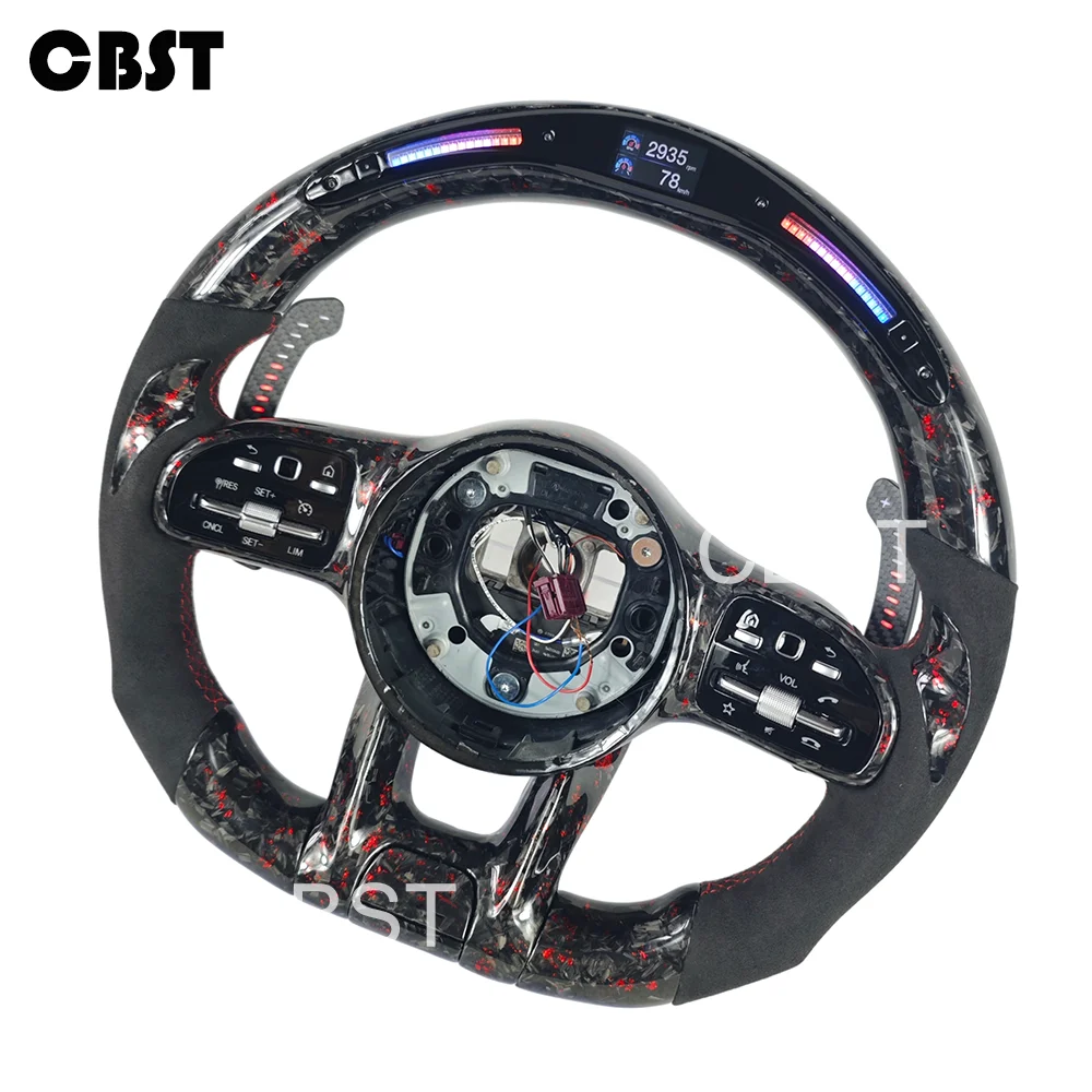 OLED Carbon Fiber Steering Wheel Fit for Mercedes Benz AMG W205 W204 G55 G500 C217 A/B/C/E/G/R/S/V Class G5 C43 C63