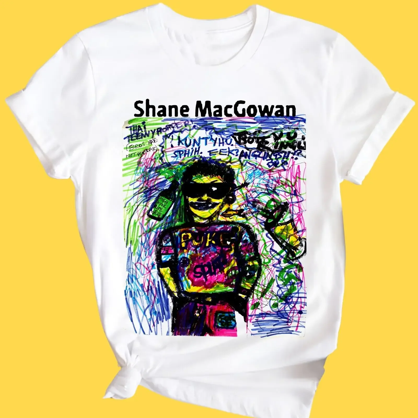 New Shane MacGowan Shirt Rare White S-234XL Shirt P574 long sleeves