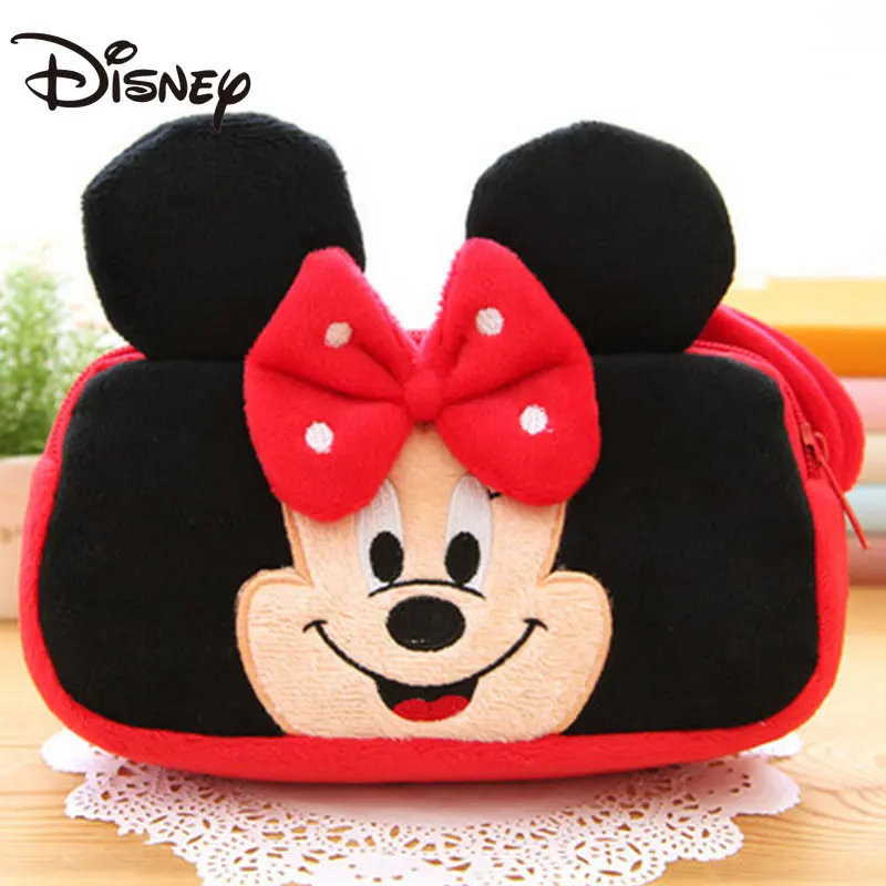 MINISO Disney Authentic Mickey Cartoon Minnie Plush Double Coin Purse One Shoulder Holding Small Bag Cartoon Cute Large Capacity