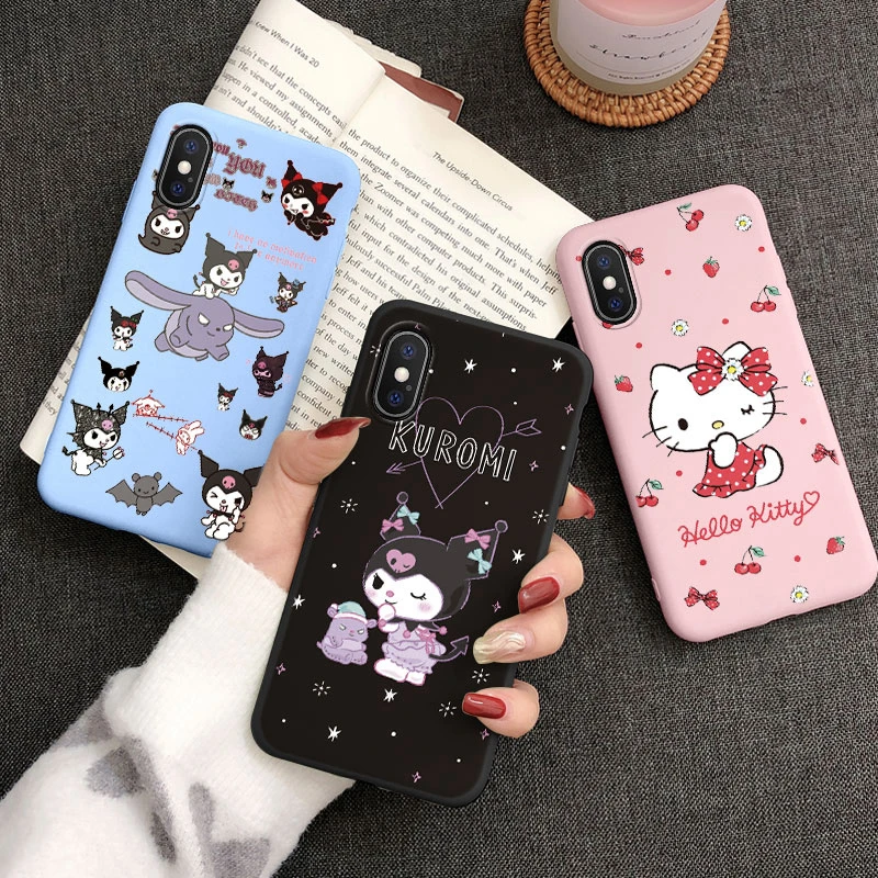 For iphone X XR XS MAX Case Kuromi Melody Phone Cover Anime Sanrio Soft Silicone Funda For iphone X XSMAX Capa Bags Cute Cartoon