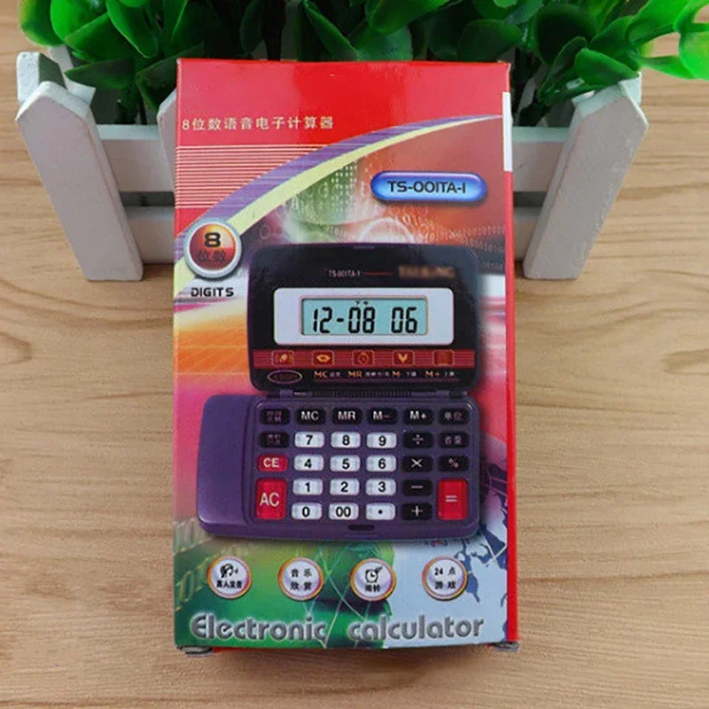 Electronic Folding Calculator Portable Scientific Calculate Commercial Count 8 Digit Large Display With Time, Alarm, Calendar