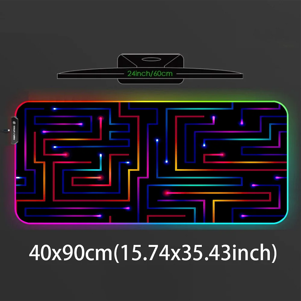 Xxl Mouse Pad 900x400 Neon Circuit Maze Setup Gaming Accessories Large Desk Mat Cheap Pc Gamer Cabinet Led Mousepad Deskmat Rgb view 2